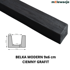 Belka Sufitowa Ozdobna CIEMNY GRAFIT 9x6cm   