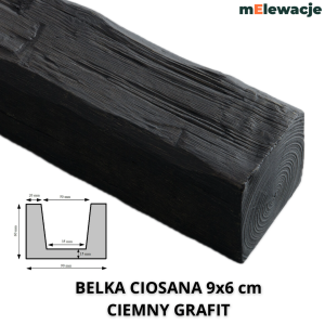 Belka Rustykalna Ciosana CIEMNY GRAFIT 
