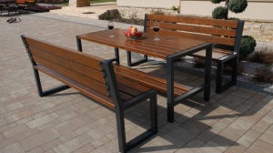 Zestaw MODERN stół + dwie ławki z oparciem bez podłokietników