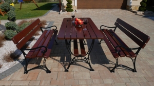 Zestaw ROYAL stół+ dwie ławki z oparciem