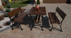 Zestaw ROYAL stół+ dwie ławki bez podłokietnika